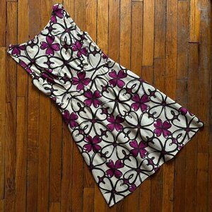 Moschino Cheap And Chic Hearts Flower Camp Midi Dress Size 8‎ Women Beige Pink